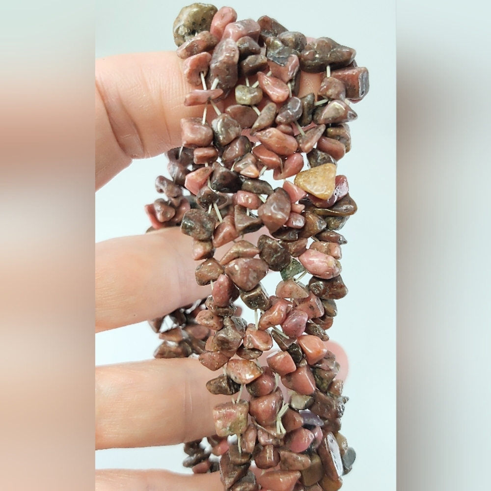 Rhodonite Chip Stretch Bangle - image 3